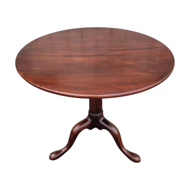 Wood Late 17th Century Queen Anne Mahogany Tilt-Top Table Tripod Pedestal Round For Sale - Image 7 of 18