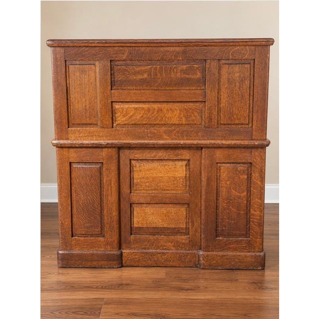 Wood Very Special Antique Smith Premier Roll Top Desk | Quarter Sawn Oak Typewriter Desk | Victorian Office Furniture For Sale - Image 7 of 17