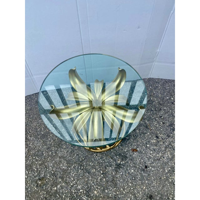Arthur Court 1960s Arthur Court Style Gilt Metal Lyli Side Table . For Sale - Image 4 of 12