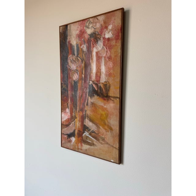1970s Mid-Century Modern Expressionist Abstract Oil on Canvas Painting, Signed “Pz”/ Sold For Sale - Image 4 of 11