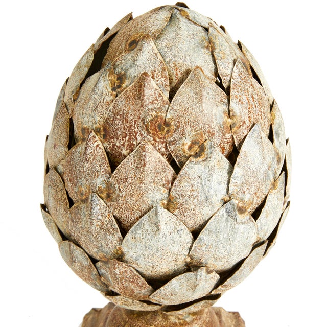 Modern Weathered Metal Artichoke Finial Small For Sale - Image 3 of 7