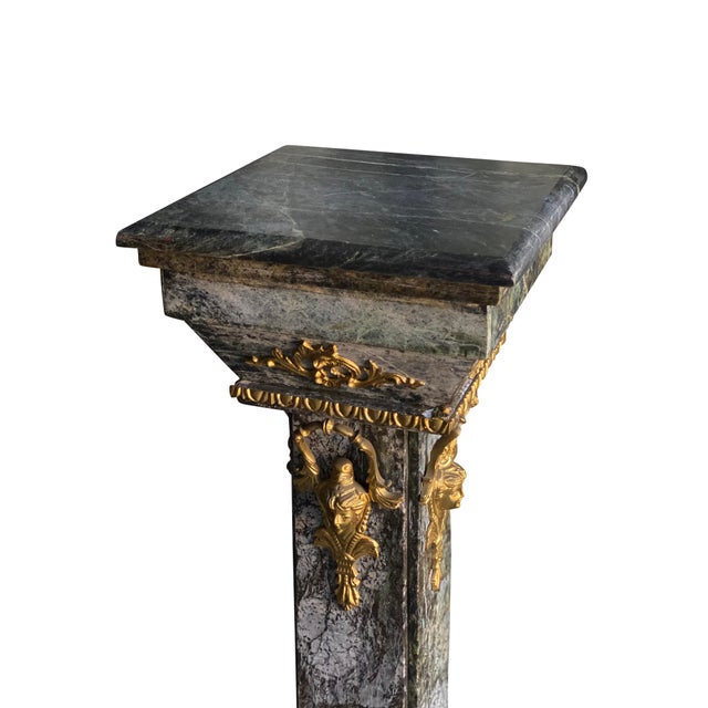 Late 19th Century Antique Neoclassical Italian Black Marble and Gilt Pedestals - a Pair For Sale - Image 5 of 8