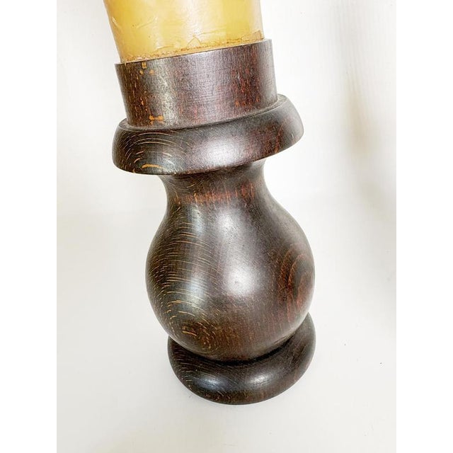 20th Century Brown Wooden Candlesticks, France, Set of 2 For Sale - Image 9 of 11