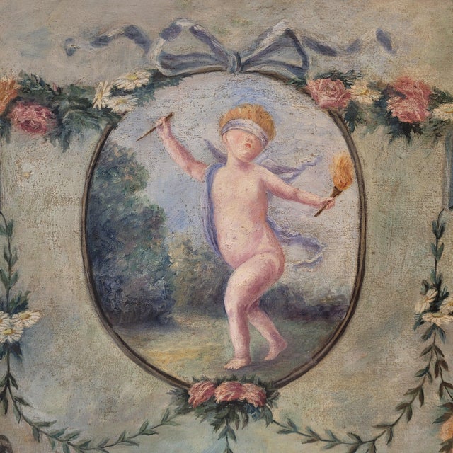 D. Berthault, Cherubs, France, 1922, Oil on Canvas, Set of 2 For Sale - Image 7 of 18