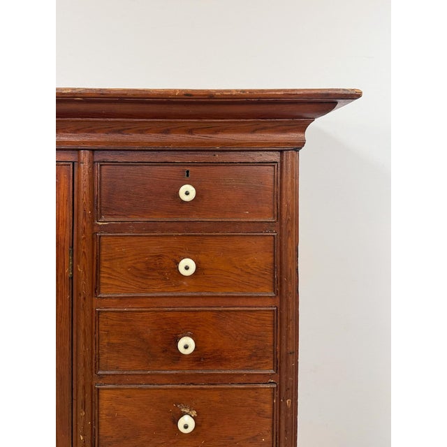 Rare Antique Apothecary Cabinet 16 Drawer Two Door Large Wood Storage For Sale - Image 11 of 12