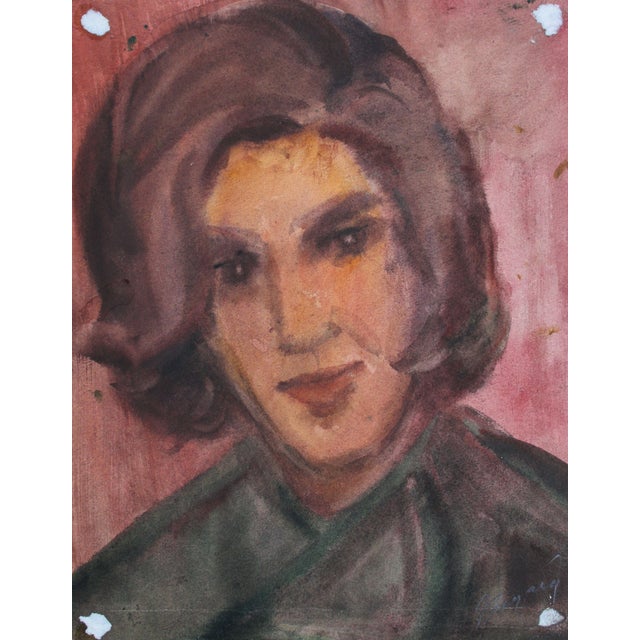 Modern Dzidra Ezergaile, Scarlet Sunset, Bilateral, Watercolor, 1960s For Sale - Image 3 of 5