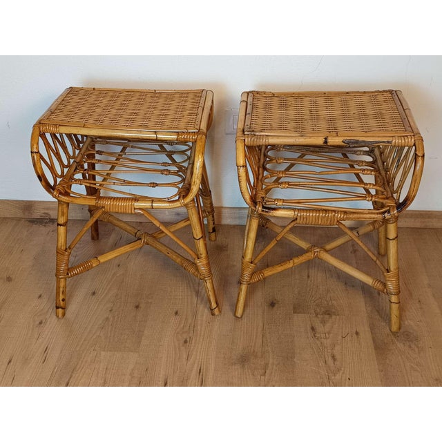 Light Yellow Bamboo Bedside Tables, 1960s, Set of 2 For Sale - Image 8 of 14