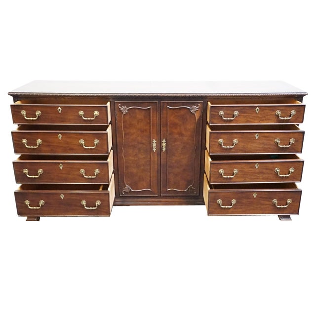 Wood Century Furniture Solid Mahogany Traditional Style 73" Triple Door Dresser For Sale - Image 7 of 14