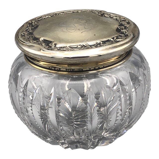 Antique Cut Glass Powder Jar With Sterling Silver Lid Chairish