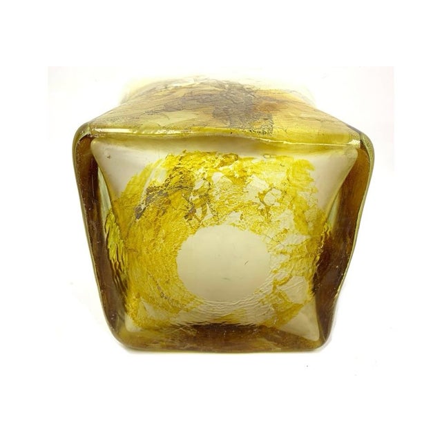Amber Organic Mid Century Slag Glass Vessel For Sale - Image 8 of 11