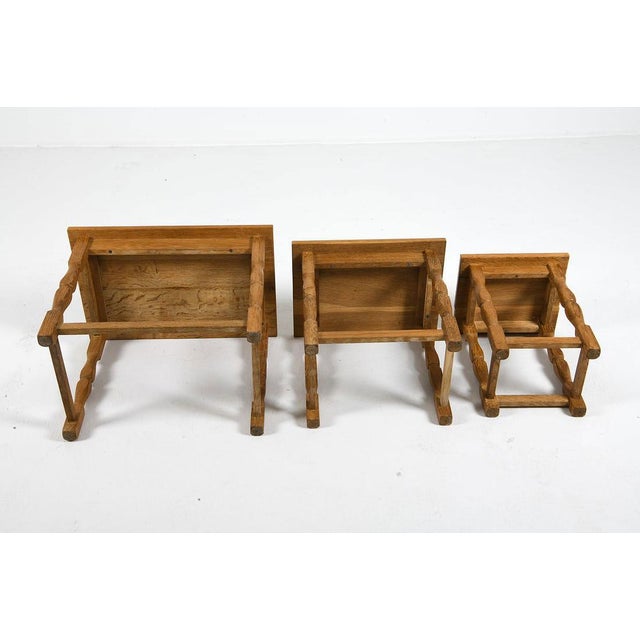 1970s Three Oak Nesting Tables Attributed to Henning Kjaernulf For Sale - Image 14 of 14