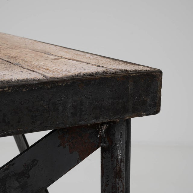 20th Century French Metal Side Table With Wooden Top For Sale - Image 12 of 18