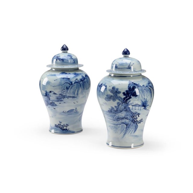 Wildwood Wildwood June Blue Porcelain Jars, Set of 2 For Sale - Image 4 of 4