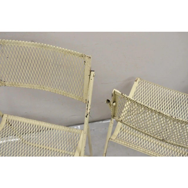 Vintage Mid Century Modern Wrought Iron Folding Card Game Table Set - 5 PCS For Sale - Image 10 of 12