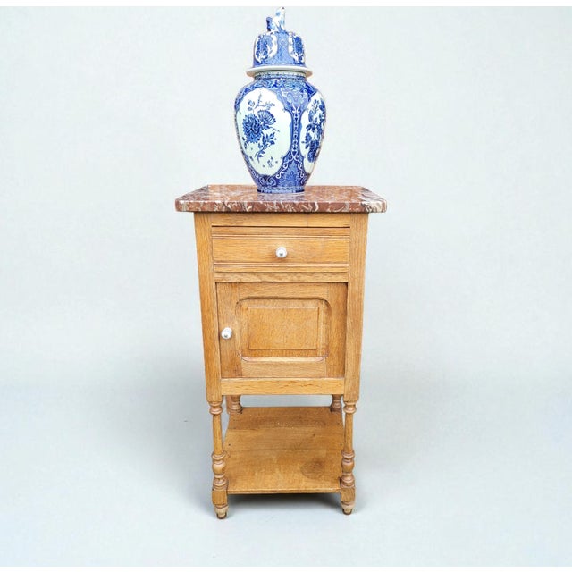 French Provincial Handcrafted Nightstand with Marble Top, 1920s For Sale - Image 12 of 12