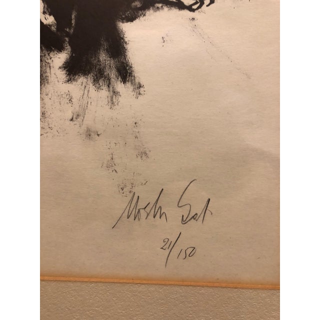 Expressionism Moshe Gat, Lithograph Israeli Modernist Judaica, Kibbutz Boy, Bezalel Artist, c.1960 For Sale - Image 3 of 4