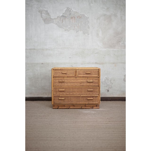 1980s Small Bamboo and Rattan Chest of Drawers, 1980s For Sale - Image 5 of 9