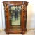 Antique Victorian R.J. Horner bow front china cabinet c.1890 featuring heavily carved oak caryatid, acanthus leaves and...