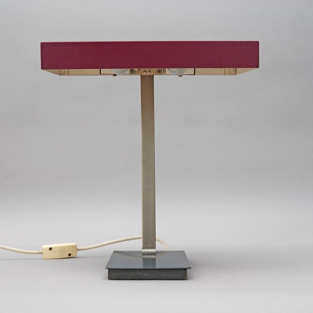 For sale is a floor lamp by Kaiser Leuchten Red/Bordaux - Grey This piece has an attribution mark, I am sure that it is...