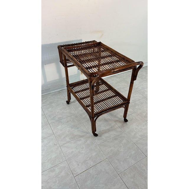 Vintage Italian Bamboo Bar Trolley, 1950s For Sale - Image 16 of 17