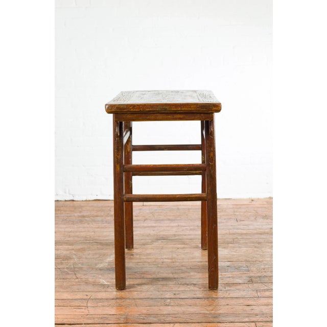 Chinese 19th Century Qing Dynasty Period Console Table with Carved Spandrels For Sale - Image 4 of 13