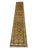 This extra-long Kazak-style wool runner features a warm olive-gold field with a row of geometric medallions in burgundy...