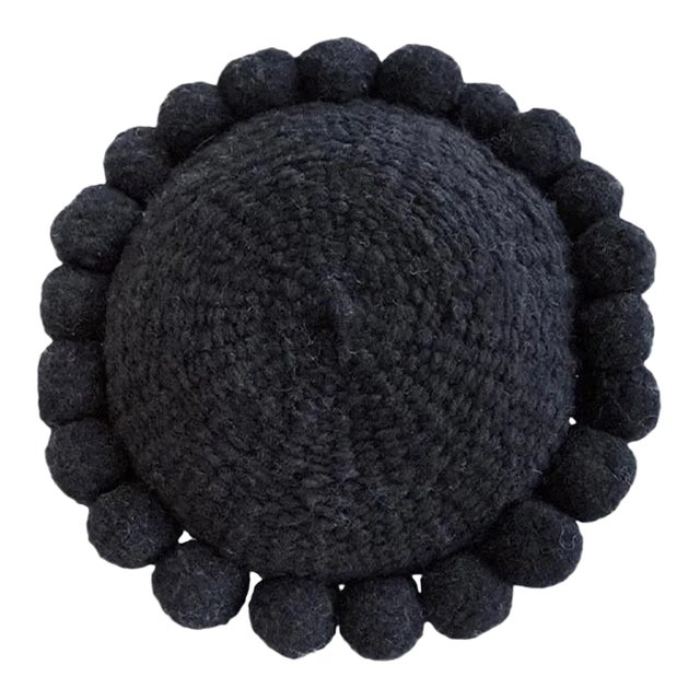 Pom Pom Cushion - Black (S) For Sale