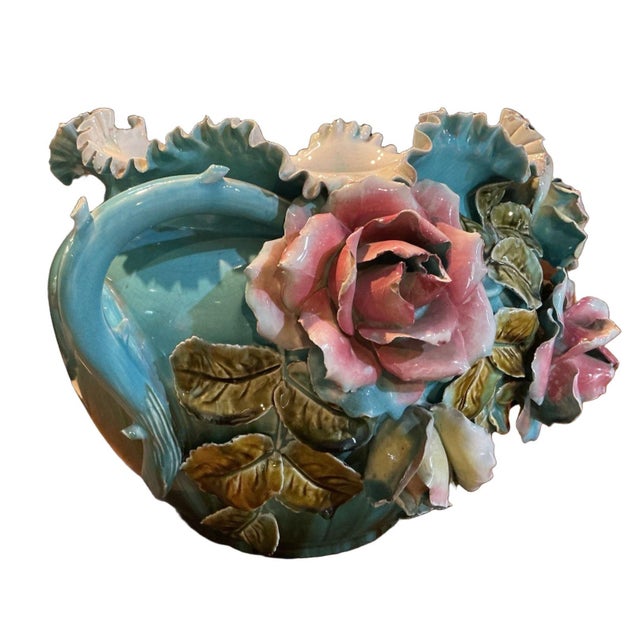 French Large Majolica Jardiniere Circa 1900 For Sale - Image 3 of 12