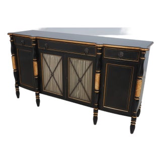 Hickory White Co Regency Style Black & Gold Sideboard For Sale