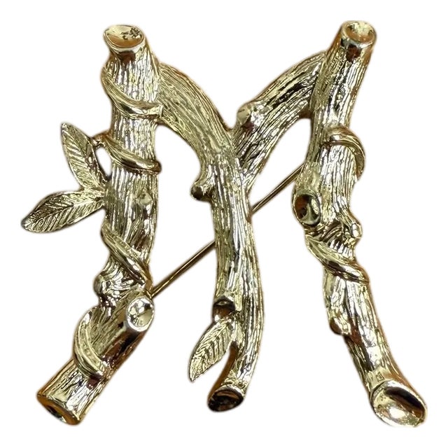 1964 Costume Brooch Letter M Organic Textured by Sarah Coventry For Sale