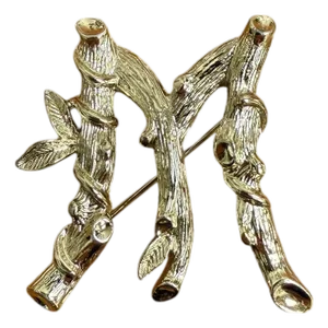 1964 Costume Brooch Letter M Organic Textured by Sarah Coventry