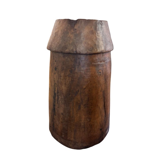 American Early 1900s Antique Primitive Hand-Carved Solid Wood Mortar or Vessel For Sale - Image 3 of 5