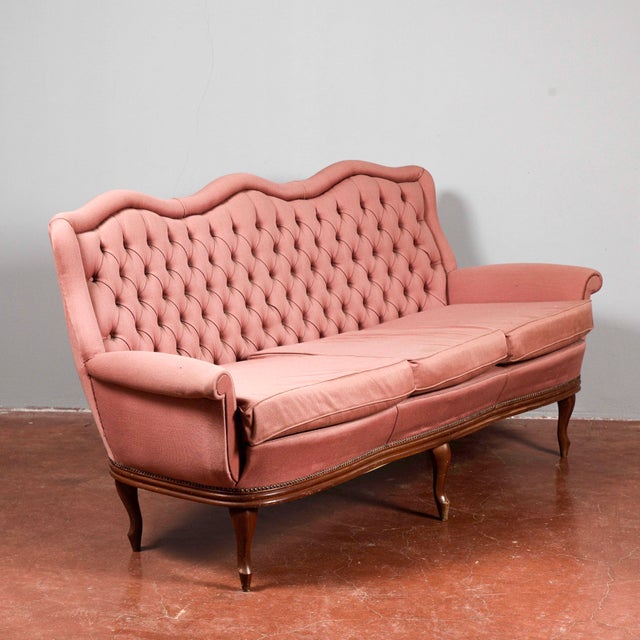 Wood Pink Capitonè Sofa, 1980s For Sale - Image 7 of 18