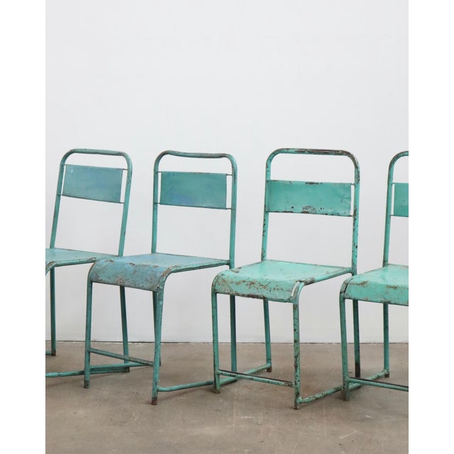 Vintage Belgian Industrial Metal Chairs - Set of Four For Sale In Los Angeles - Image 6 of 6