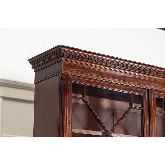 English Inlaid Mahogany Glazed Bookcase, 1870 For Sale - Image 10 of 18