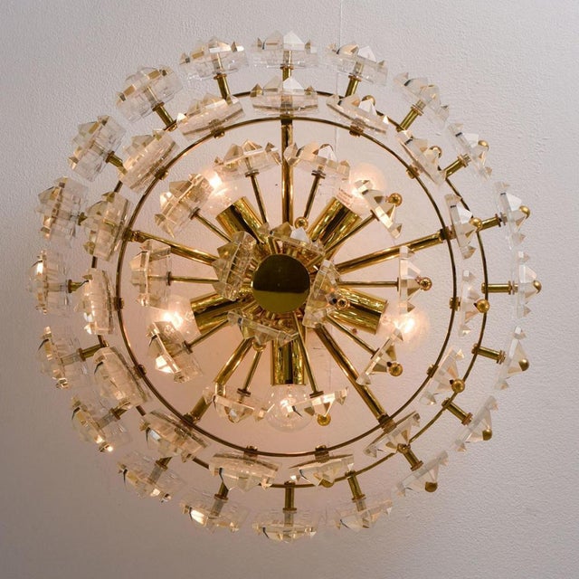 Flush Mounts in Gilt Brass Glass attributed to J. T. Kalmar for Kalmar, Austria, 1970s For Sale - Image 11 of 16