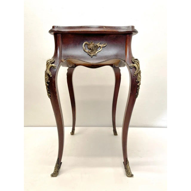 Wood Louis XV Empire French Side Table with Marble Top, 1950s For Sale - Image 7 of 12