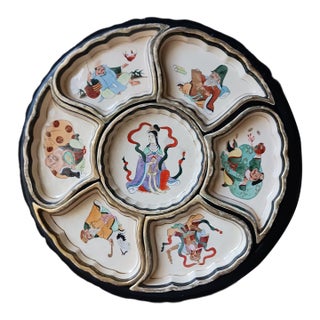 1940s Japanese Immortals Relish or Condiment Tray For Sale