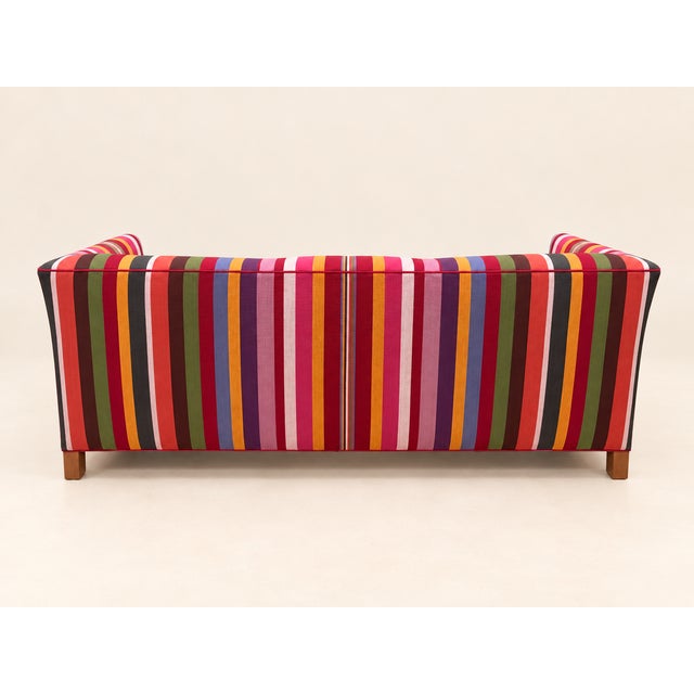 Wood Danish Sofa in Hamaca Rojo Fabric by Angelo Donghia, 1960s, Svenskt Tenn For Sale - Image 7 of 14
