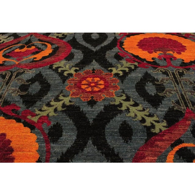 Textile 1990s Shabby Chic Modern Gray/Blue Wool Rug - 7'10 X 10'3 For Sale - Image 7 of 8