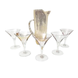 Mid Century Gold Shimmer Empire Martini & Pitcher Set - 6 Pieces