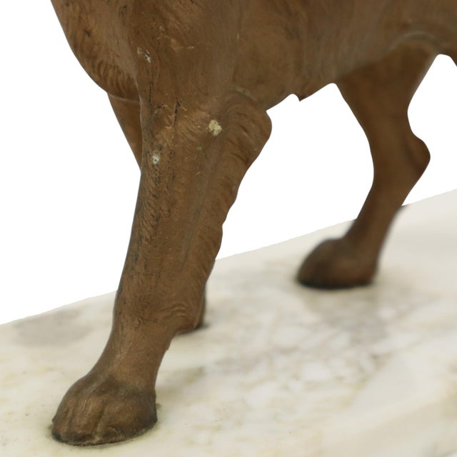 Art Deco Gold-Colored Zamak Dog on Marble Base For Sale - Image 13 of 14