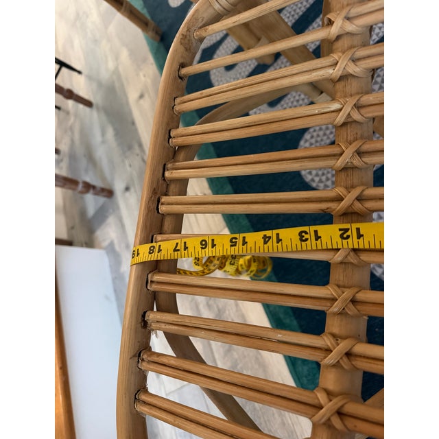 Late 20th Century Pair of Rattan Fan Back Lounge Chairs For Sale - Image 4 of 5