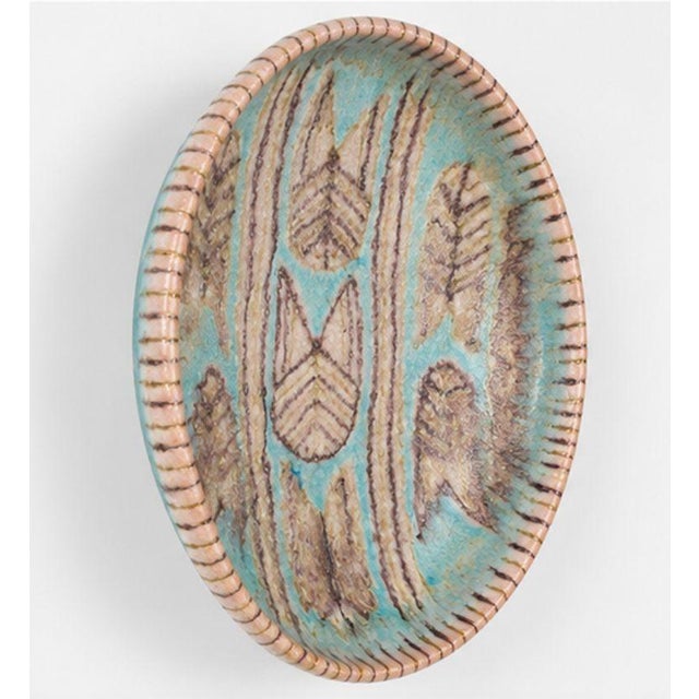 Guido Gambone Large Bowl, c. 1960 Large glazed stoneware bowl by Guido Gambone, featuring an expressive turquoise ground...