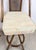 Wood 3 Vintage Coastal Bamboo Barstools Dark Rattan W/ Beige Cushions and Caned Back For Sale - Image 7 of 10