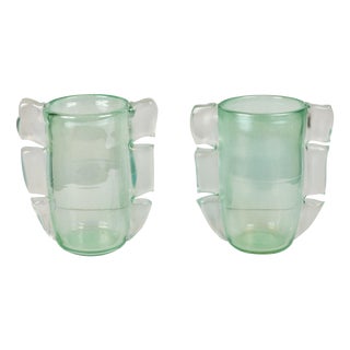 Mid 20th Century Signed Murano Glass Vases - A Pair For Sale