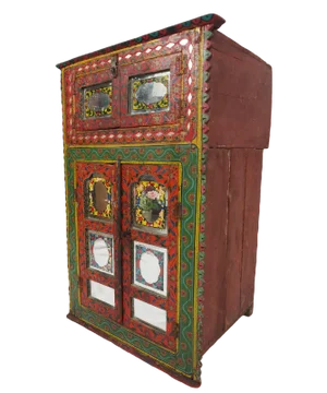 Antique Afghan Cabinet with Mirror, 1890s