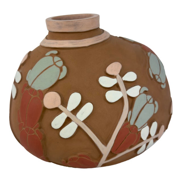 Camille Bernal Gallegos Pottery Vessel - Hand Coilsd With Carved Beetles & Plants For Sale