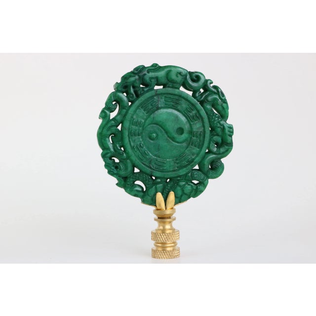 Chinese Yin and Yang Lamp Finials on Brass Hardware - a Pair For Sale - Image 4 of 5