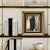This is a new abstract oil painting in navy blue, beige and cream tones. The oil painting is done on a hardboard canvas...